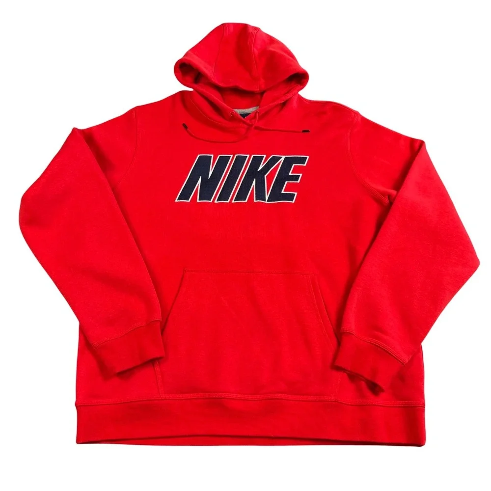 Nike‎ Hoodie Mens XXL Red Pullover Logo Sweatshirt Athleisure Sportswear Retro